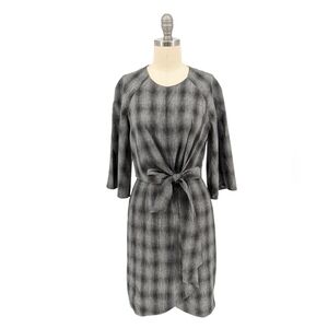 19932 NEW Tahari Plaid Knot Dress Black Gray size 2 preppy Business casual work